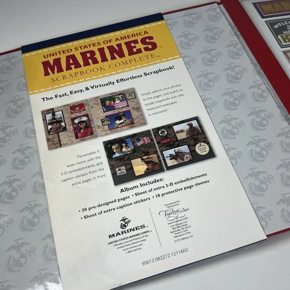 United States Marines Postbound Red Scrapbook Album 12x12 With License Plate